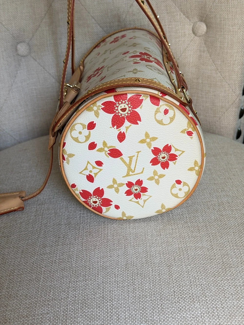 Louis Vuitton Cherry Blossom Papillon Takashi Murakami White Monogram Bag Rare